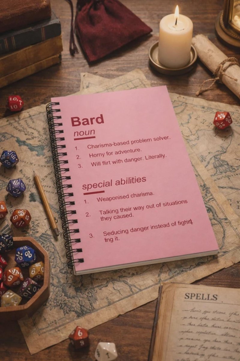 DnD Class Notebook , Funny Dungeons and Dragons Journal , Spiral Bound A5 Notebook - Resplendent Aurora