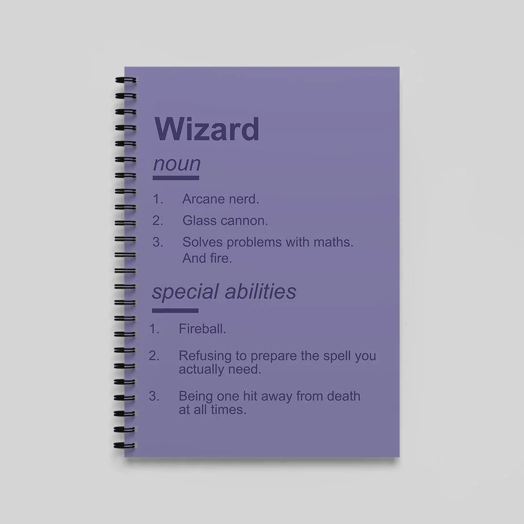 DnD Class Notebook , Funny Dungeons and Dragons Journal , Spiral Bound A5 Notebook - Resplendent Aurora