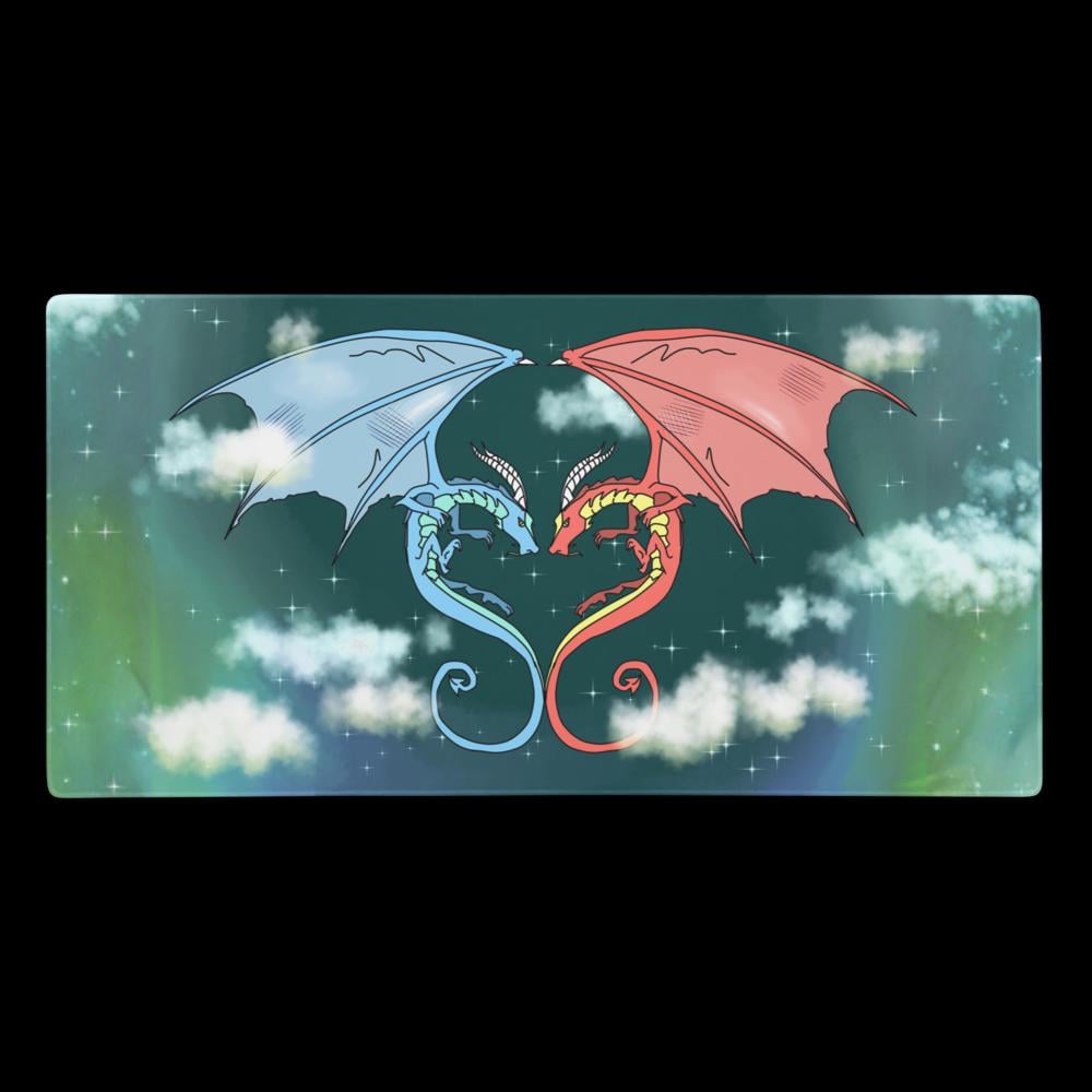 Dragon Heart Gaming Mouse Pad | XXL Fantasy Desk Mat - Resplendent Aurora