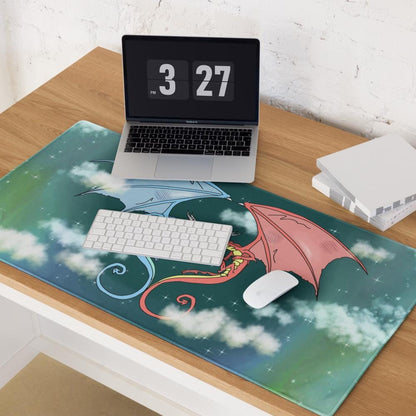 Dragon Heart Gaming Mouse Pad | XXL Fantasy Desk Mat - Resplendent Aurora