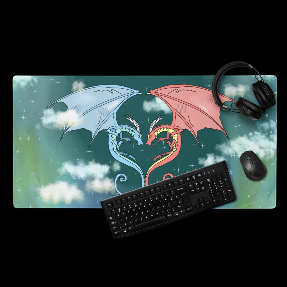 Dragon Heart Gaming Mouse Pad | XXL Fantasy Desk Mat - Resplendent Aurora