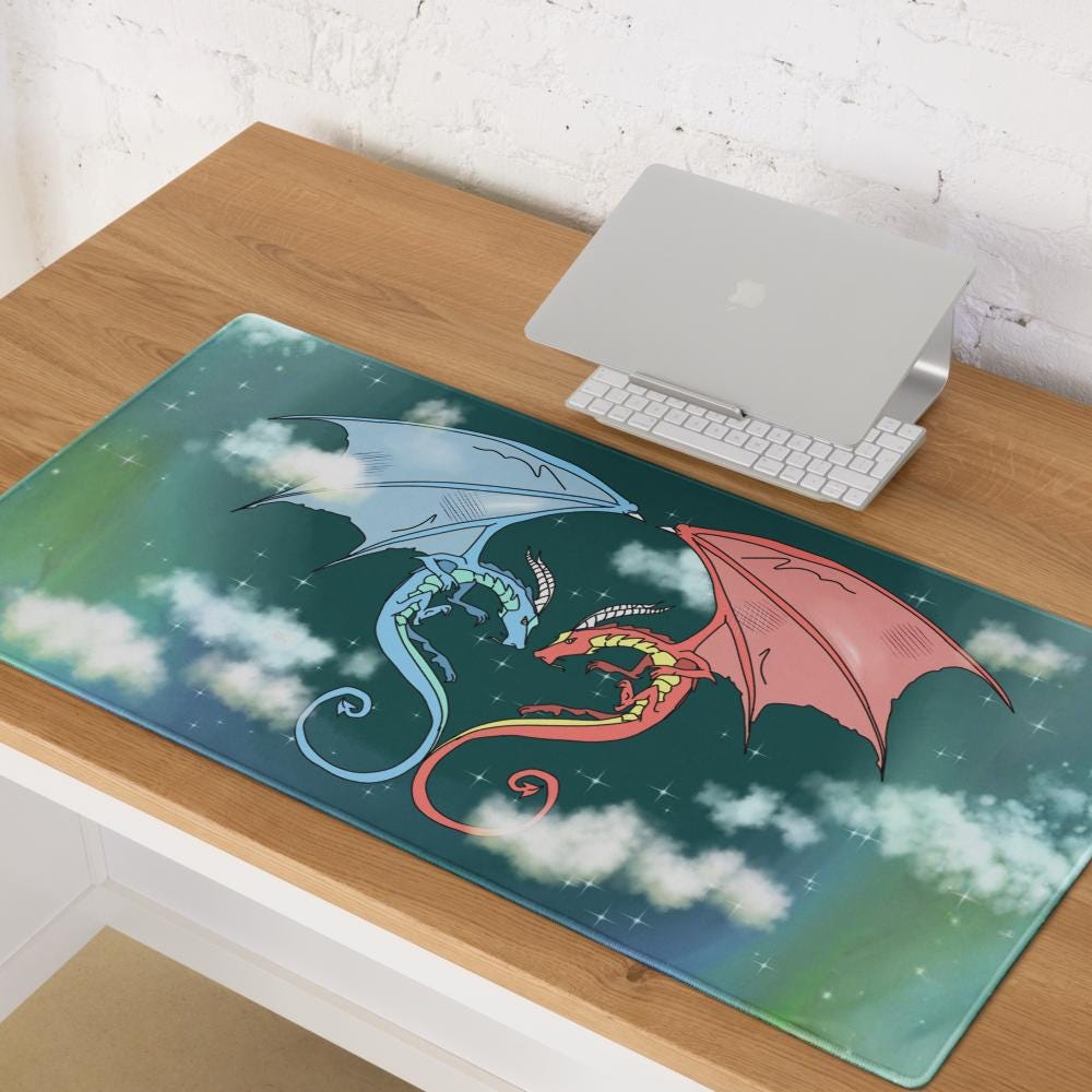 Dragon Heart Gaming Mouse Pad | XXL Fantasy Desk Mat - Resplendent Aurora