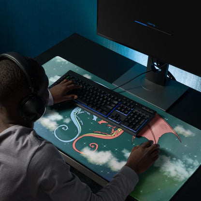 Dragon Heart Gaming Mouse Pad | XXL Fantasy Desk Mat - Resplendent Aurora
