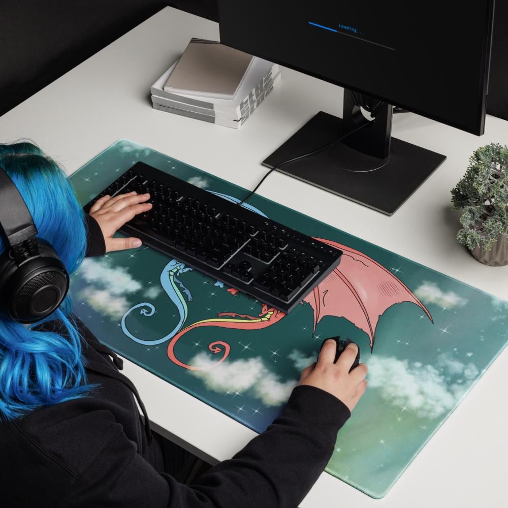 Dragon Heart Gaming Mouse Pad | XXL Fantasy Desk Mat - Resplendent Aurora