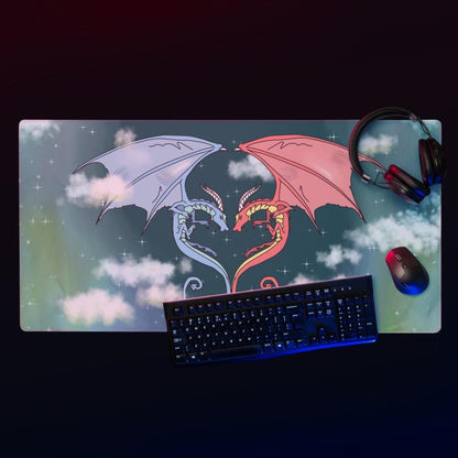 Dragon Heart Gaming Mouse Pad | XXL Fantasy Desk Mat - Resplendent Aurora