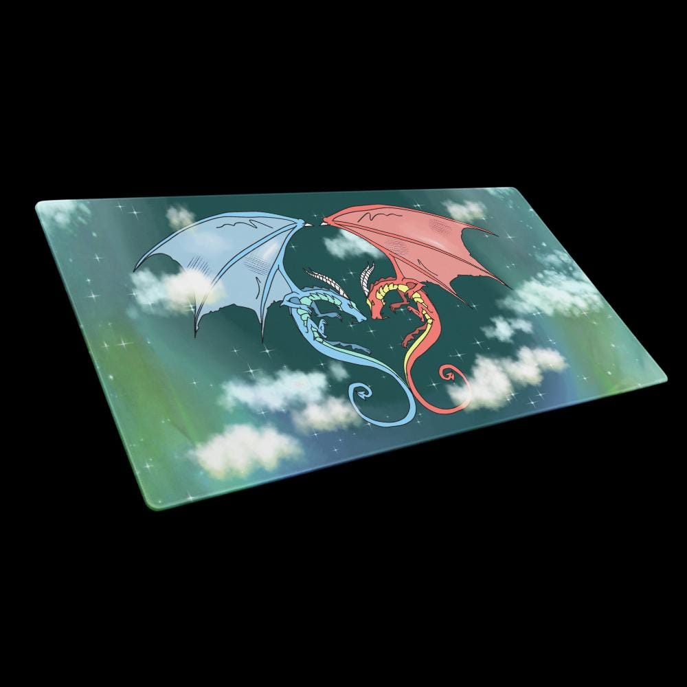Dragon Heart Gaming Mouse Pad | XXL Fantasy Desk Mat - Resplendent Aurora