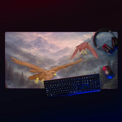 Eagle Gaming Desk Mat – Fantasy Mountain XXL Mouse Pad – LOTR Inspired Desk Setup - Resplendent Aurora