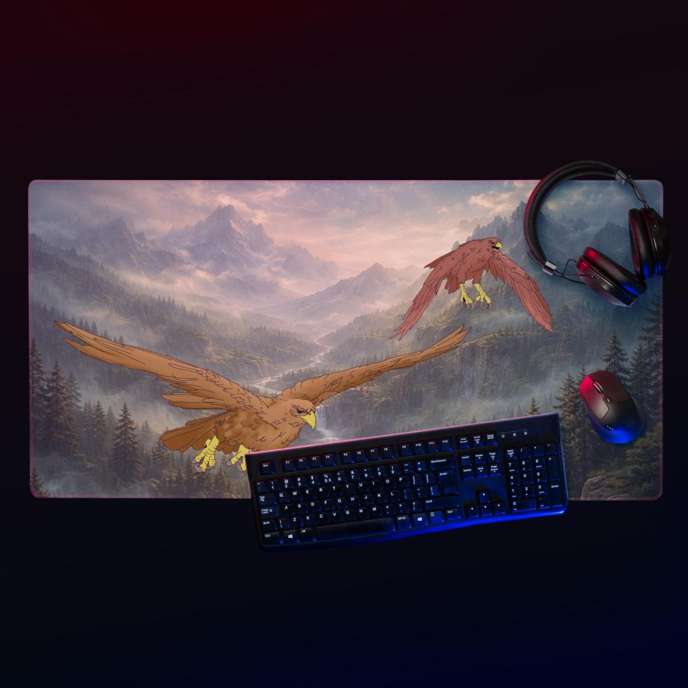 Eagle Gaming Desk Mat – Fantasy Mountain XXL Mouse Pad – LOTR Inspired Desk Setup - Resplendent Aurora