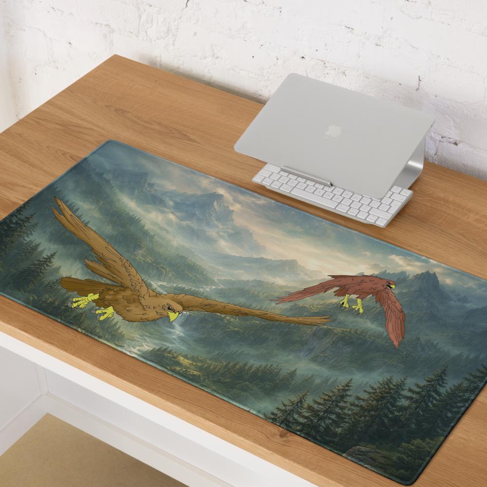 Eagle Gaming Desk Mat – Fantasy Mountain XXL Mouse Pad – LOTR Inspired Desk Setup - Resplendent Aurora