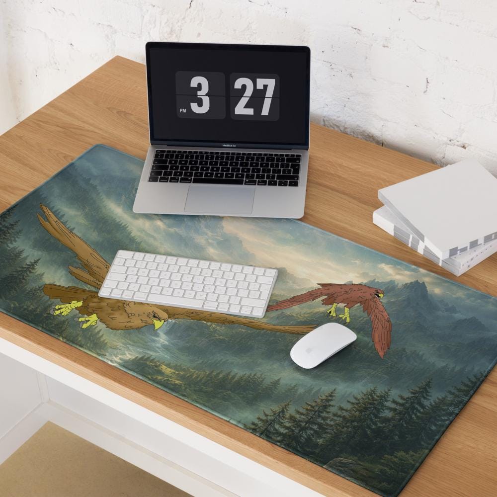 Eagle Gaming Desk Mat – Fantasy Mountain XXL Mouse Pad – LOTR Inspired Desk Setup - Resplendent Aurora