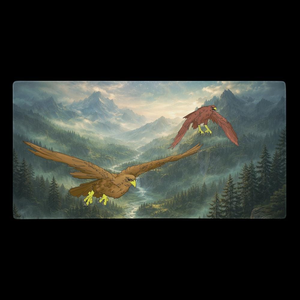 Eagle Gaming Desk Mat – Fantasy Mountain XXL Mouse Pad – LOTR Inspired Desk Setup - Resplendent Aurora