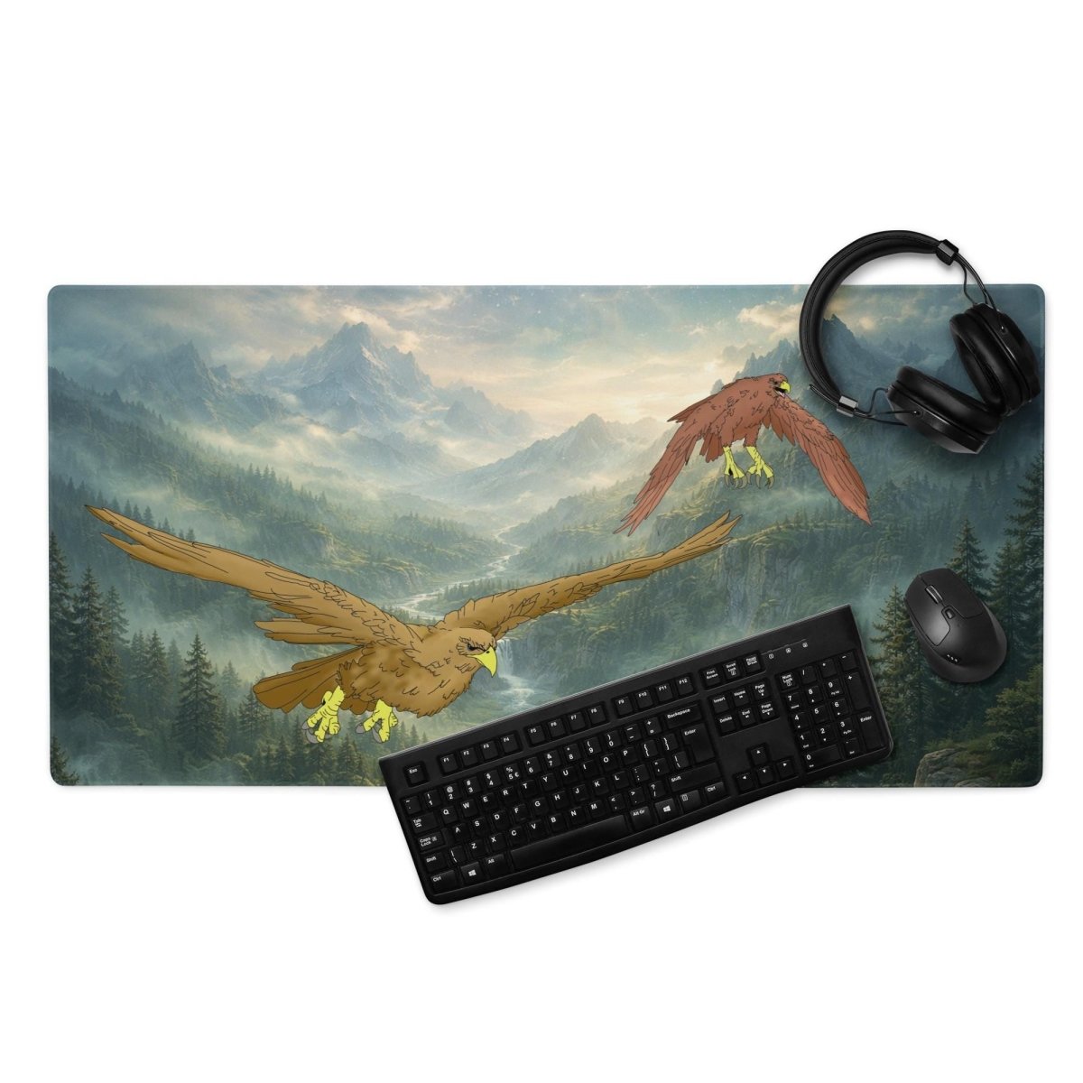 Eagle Gaming Desk Mat – Fantasy Mountain XXL Mouse Pad – LOTR Inspired Desk Setup - Resplendent Aurora