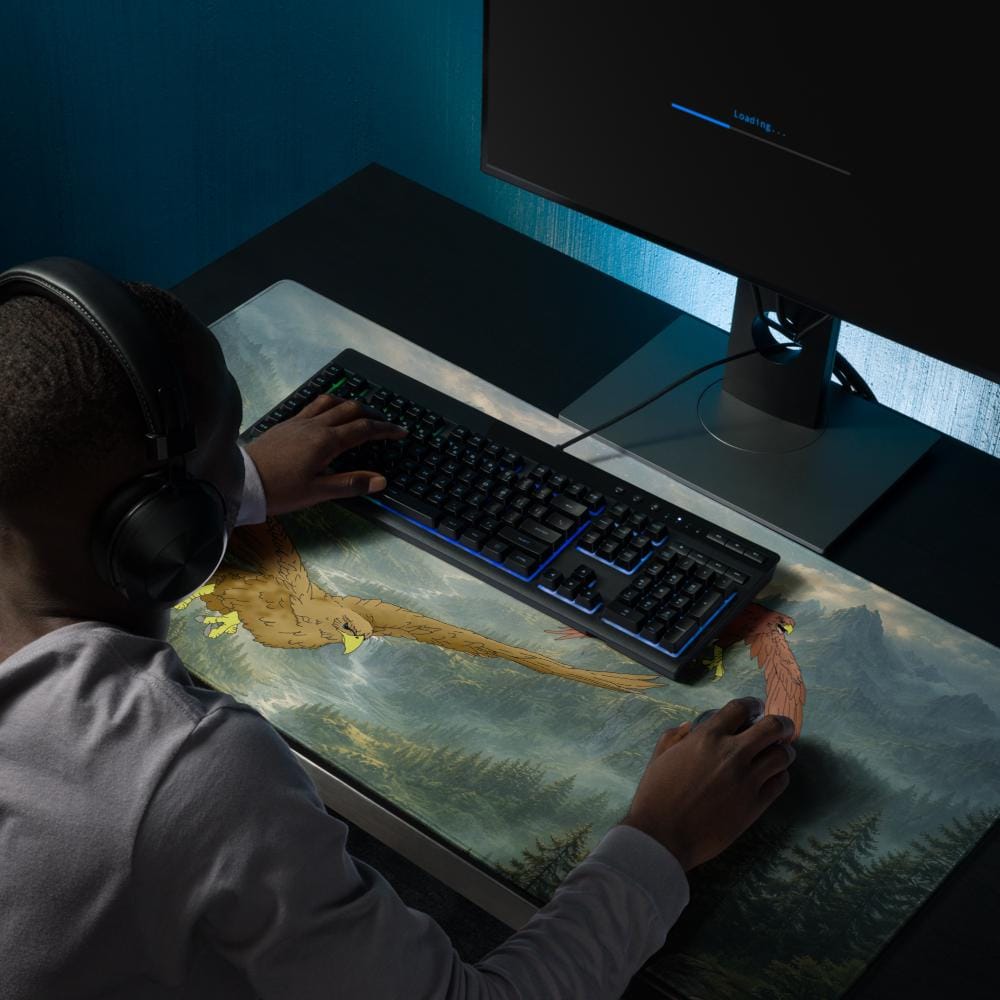 Eagle Gaming Desk Mat – Fantasy Mountain XXL Mouse Pad – LOTR Inspired Desk Setup - Resplendent Aurora