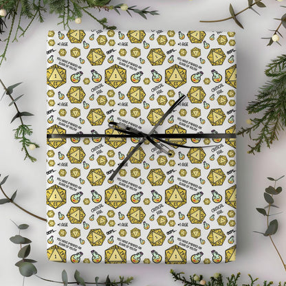 Elixir of Youth DnD Wrapping Paper – Funny RPG Dice and Potion Birthday Gift Wrap - Resplendent Aurora