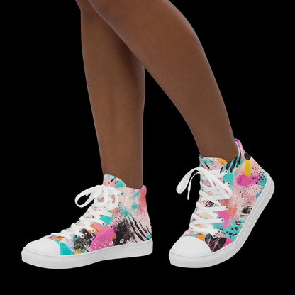 Graffiti High Top Canvas Shoes | Urban Streetwear Sneakers - Resplendent Aurora