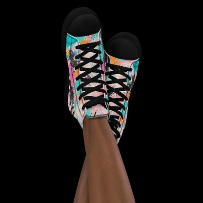 Graffiti High Top Canvas Shoes | Urban Streetwear Sneakers - Resplendent Aurora