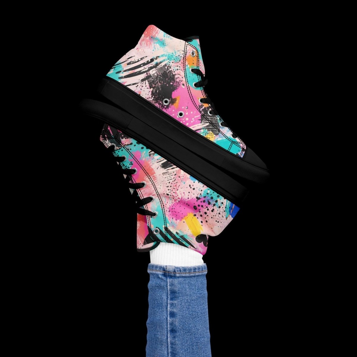 Graffiti High Top Canvas Shoes | Urban Streetwear Sneakers - Resplendent Aurora