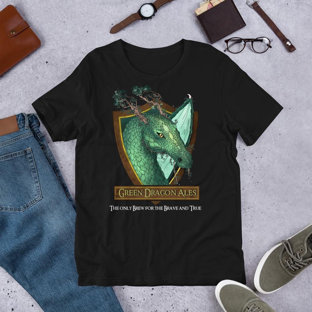 Green Dragon Ales T-Shirt | LOTR Fantasy Beer Tee - Resplendent Aurora