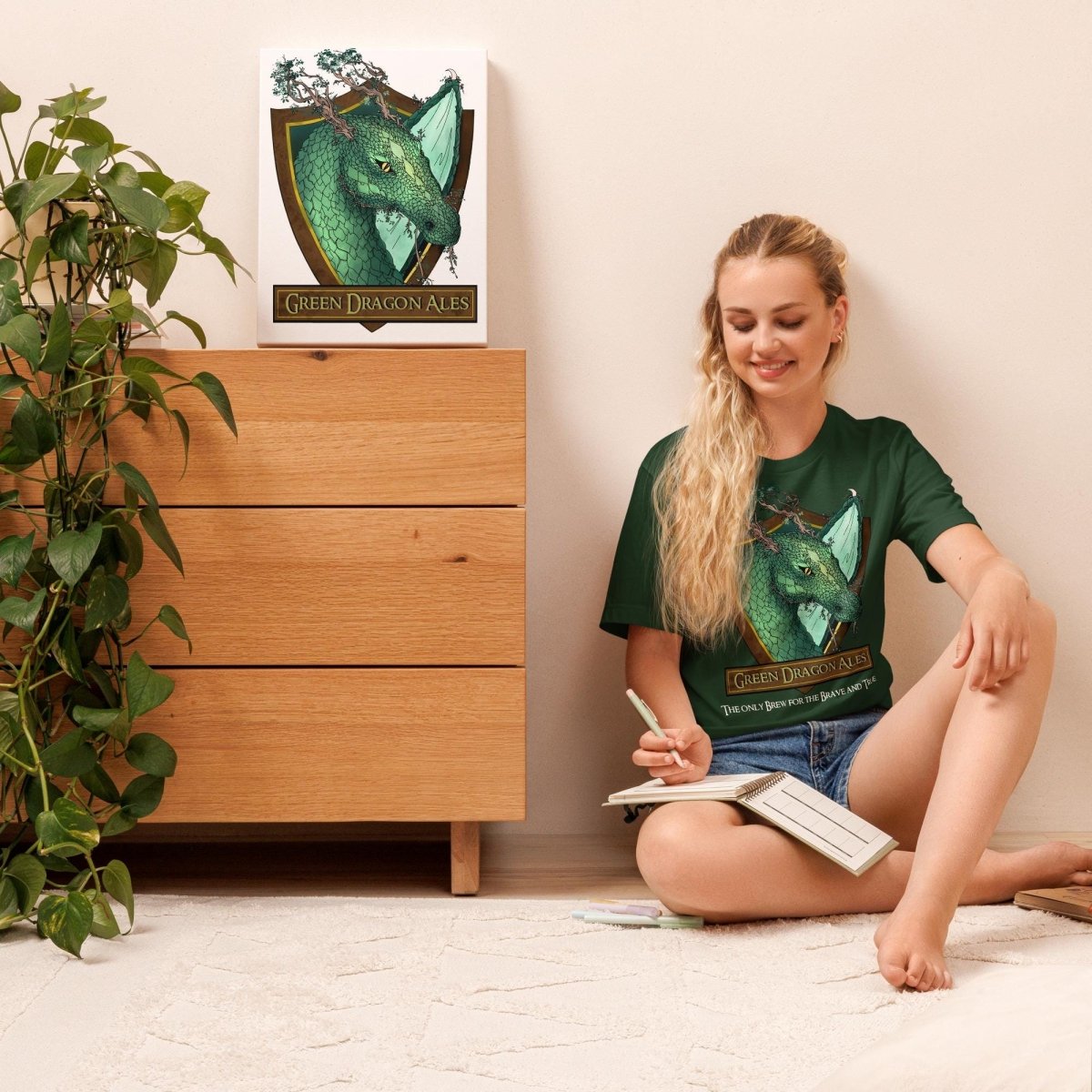 Green Dragon Ales T-Shirt | LOTR Fantasy Beer Tee - Resplendent Aurora