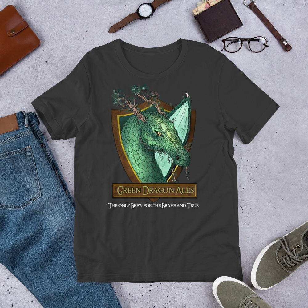 Green Dragon Ales T-Shirt | LOTR Fantasy Beer Tee - Resplendent Aurora
