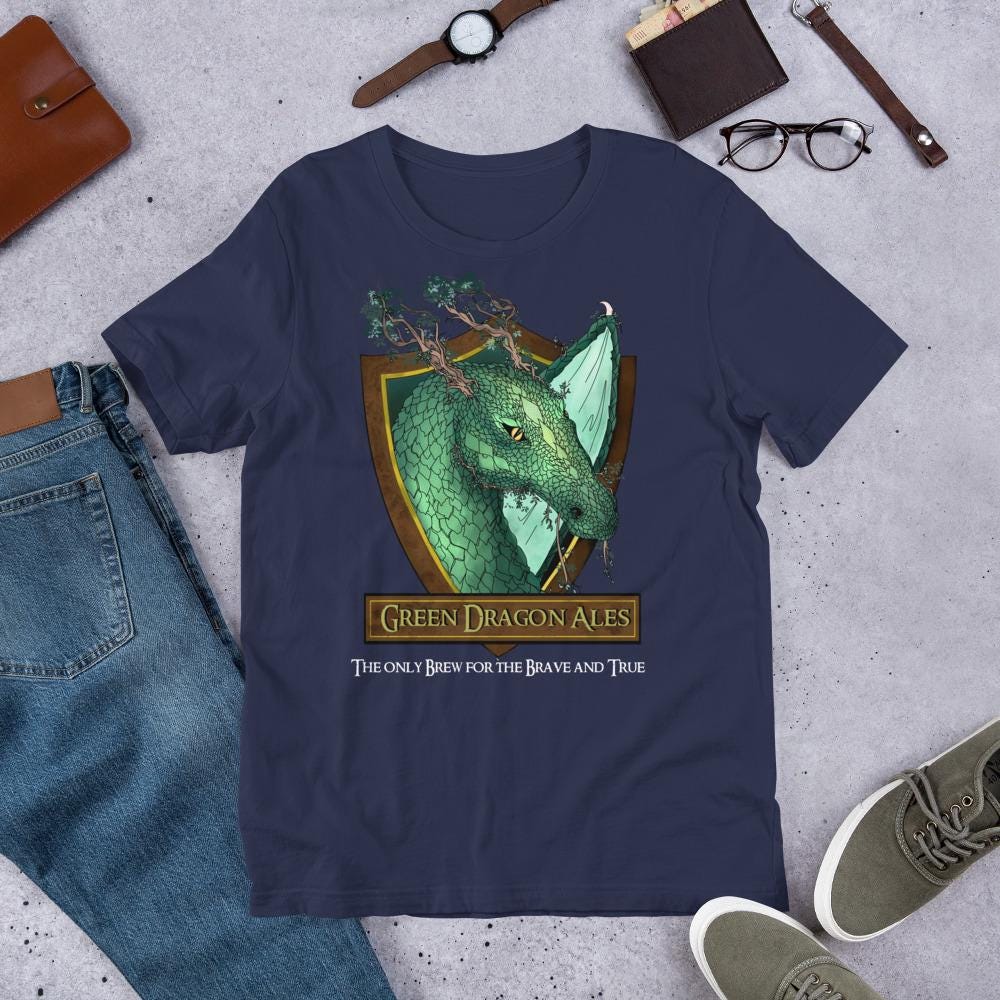 Green Dragon Ales T-Shirt | LOTR Fantasy Beer Tee - Resplendent Aurora