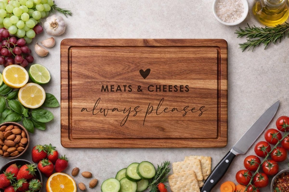 Meats & Cheeses Always Pleases Funny Chopping Board | Snack Tray | Charcuterie Serving Board - Resplendent Aurora