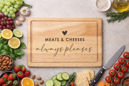 Meats & Cheeses Always Pleases Funny Chopping Board | Snack Tray | Charcuterie Serving Board - Resplendent Aurora