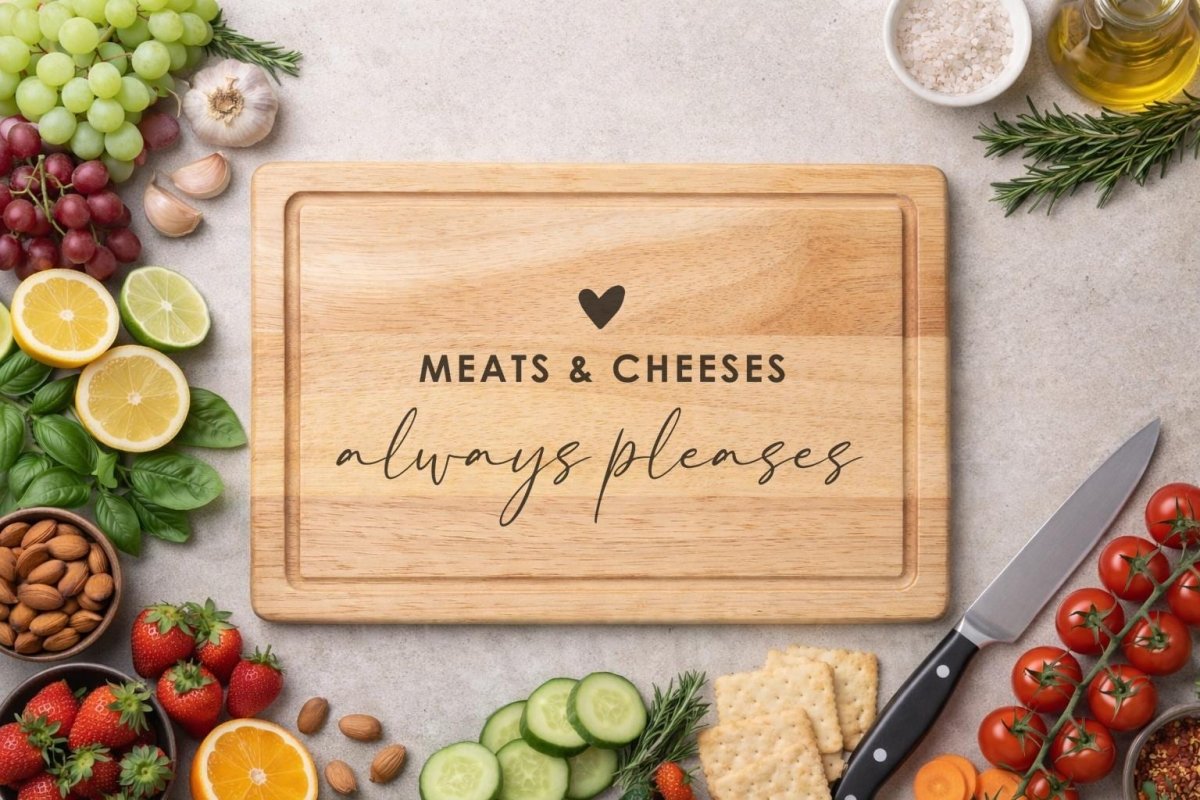 Meats & Cheeses Always Pleases Funny Chopping Board | Snack Tray | Charcuterie Serving Board - Resplendent Aurora