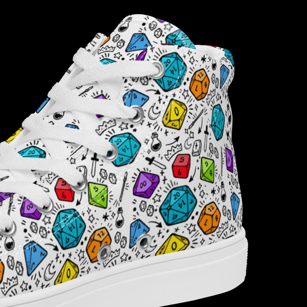 Men's Polyhedral Dice High Top Sneakers | DnD Gamer Shoes - Resplendent Aurora