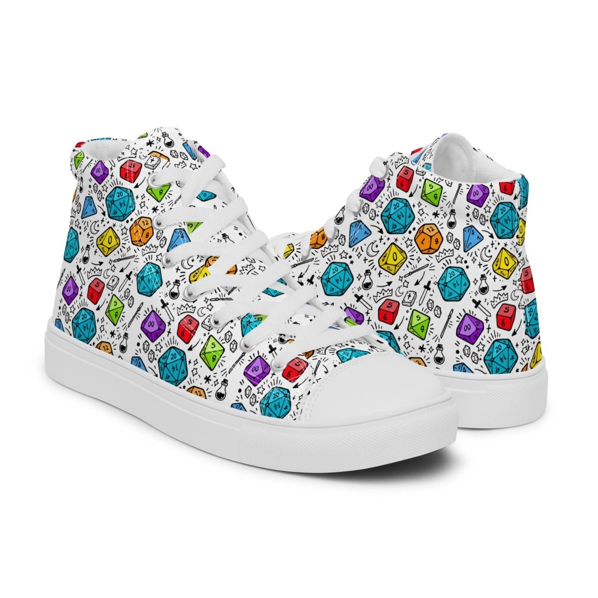 Men's Polyhedral Dice High Top Sneakers | DnD Gamer Shoes - Resplendent Aurora