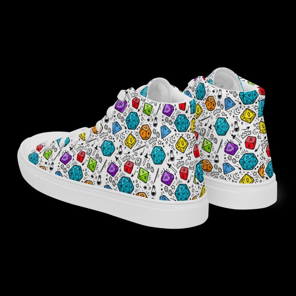 Men's Polyhedral Dice High Top Sneakers | DnD Gamer Shoes - Resplendent Aurora