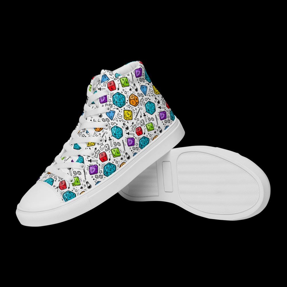 Men's Polyhedral Dice High Top Sneakers | DnD Gamer Shoes - Resplendent Aurora