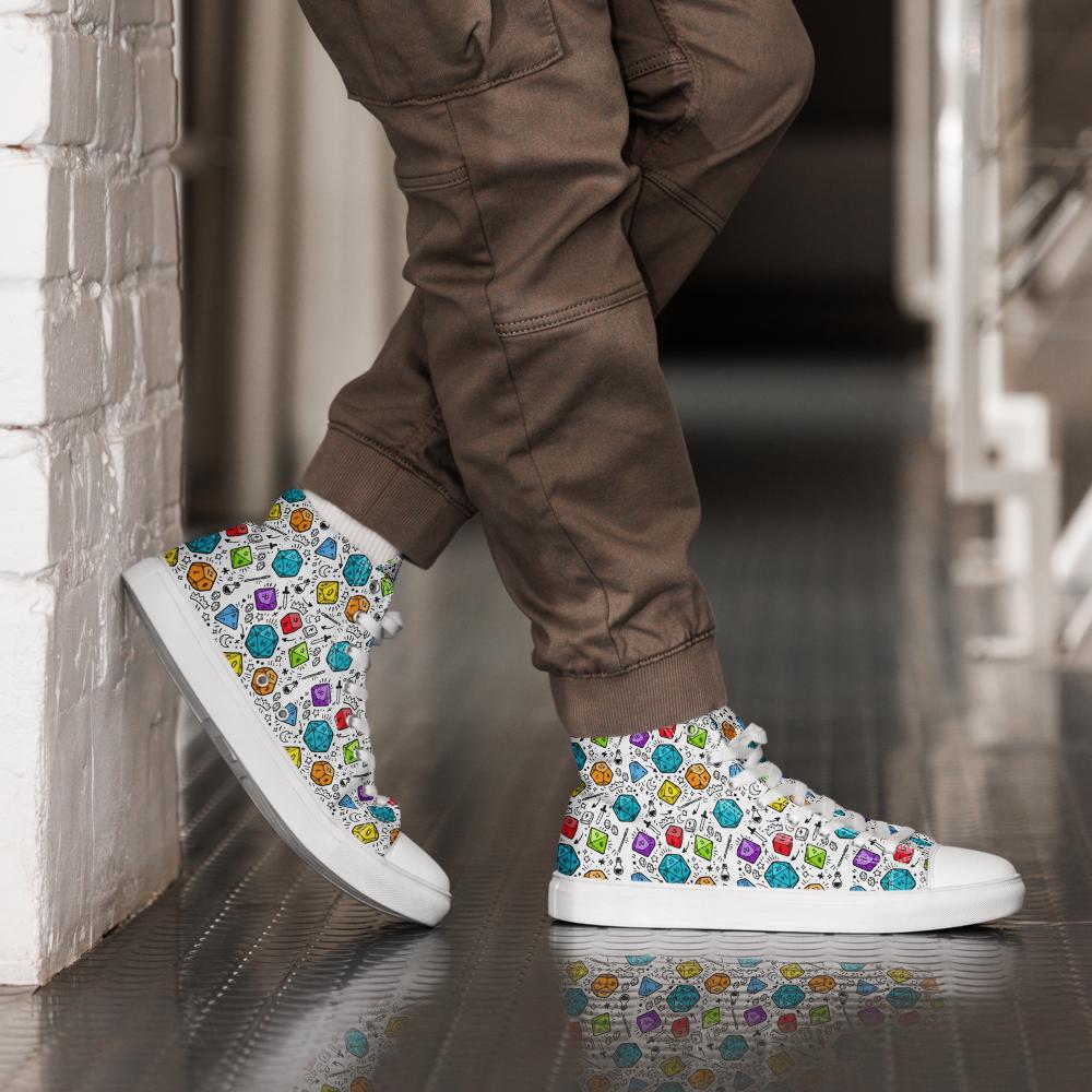 Men's Polyhedral Dice High Top Sneakers | DnD Gamer Shoes - Resplendent Aurora