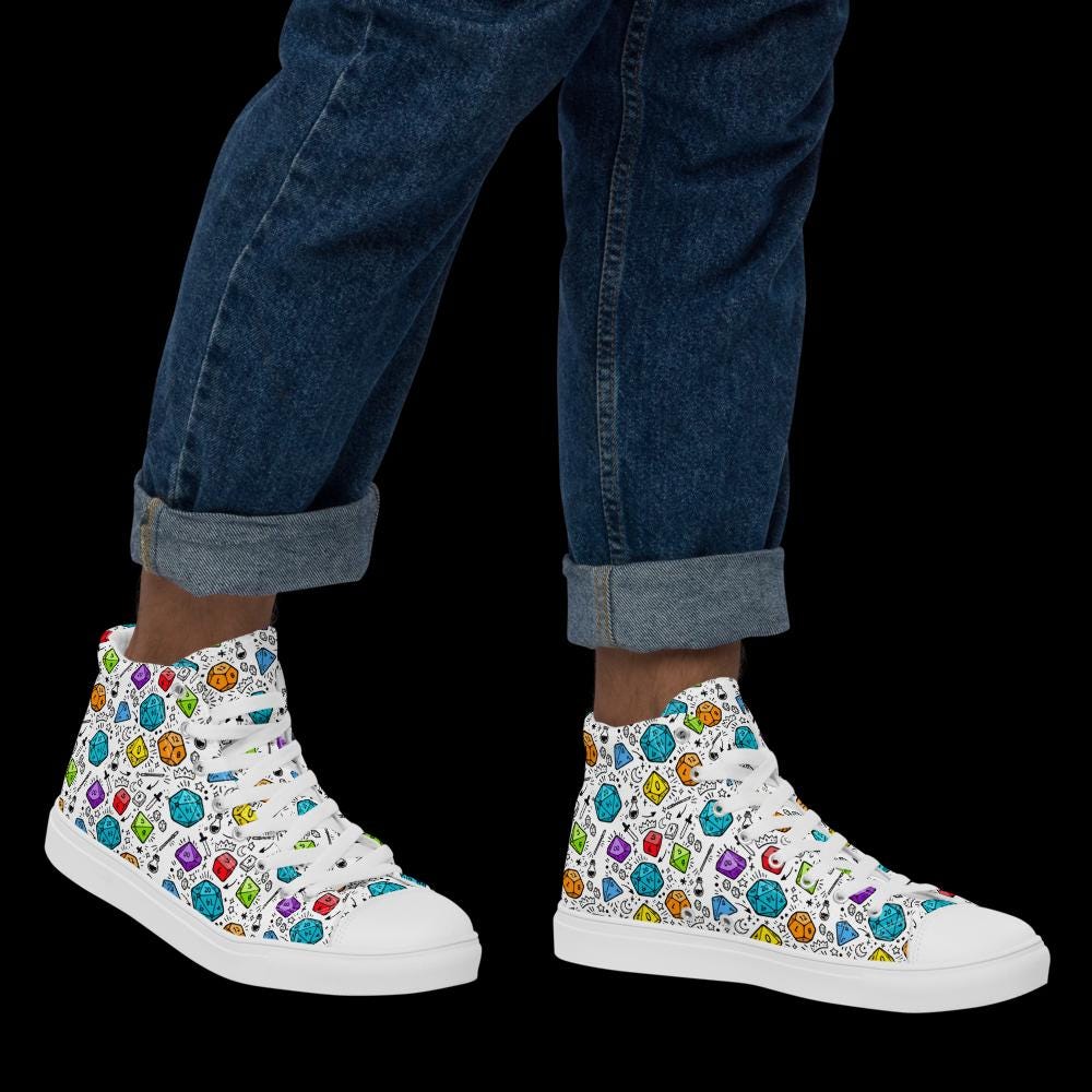 Men's Polyhedral Dice High Top Sneakers | DnD Gamer Shoes - Resplendent Aurora