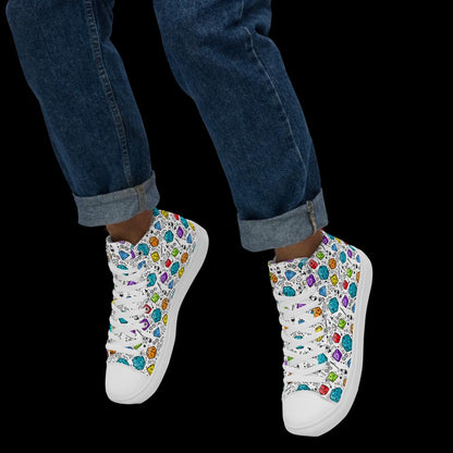 Men's Polyhedral Dice High Top Sneakers | DnD Gamer Shoes - Resplendent Aurora