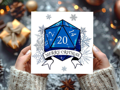 Merry Critmas D20 Dice Christmas Cards: Geeky DnD Xmas Card Multipack - Resplendent Aurora