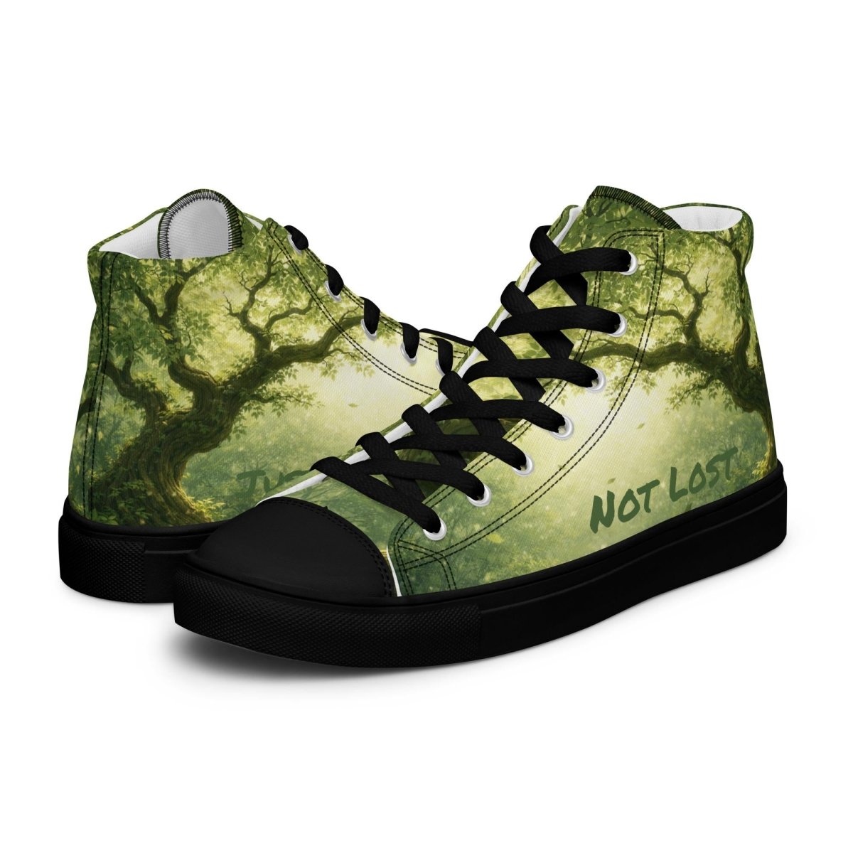 Not Lost, Just Exploring High Top Canvas Shoes | Forest Fantasy Sneakers | Woodland Adventure Streetwear - Resplendent Aurora