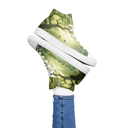 Not Lost, Just Exploring High Top Canvas Shoes | Forest Fantasy Sneakers | Woodland Adventure Streetwear - Resplendent Aurora