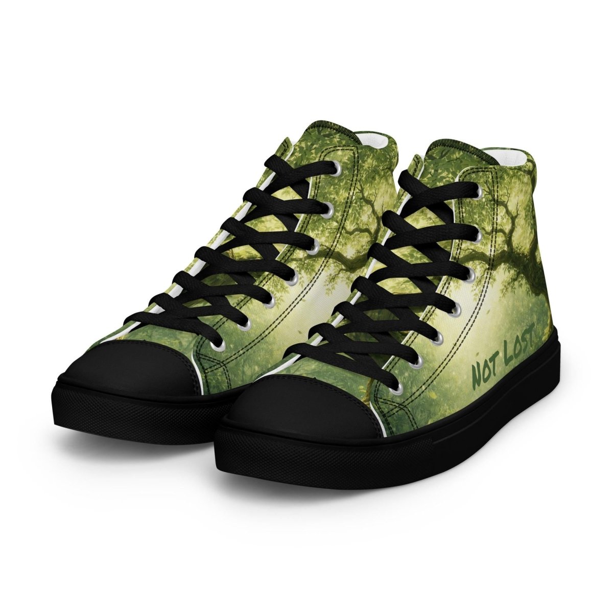 Not Lost, Just Exploring High Top Canvas Shoes | Forest Fantasy Sneakers | Woodland Adventure Streetwear - Resplendent Aurora