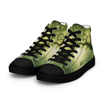 Not Lost, Just Exploring High Top Canvas Shoes | Forest Fantasy Sneakers | Woodland Adventure Streetwear - Resplendent Aurora