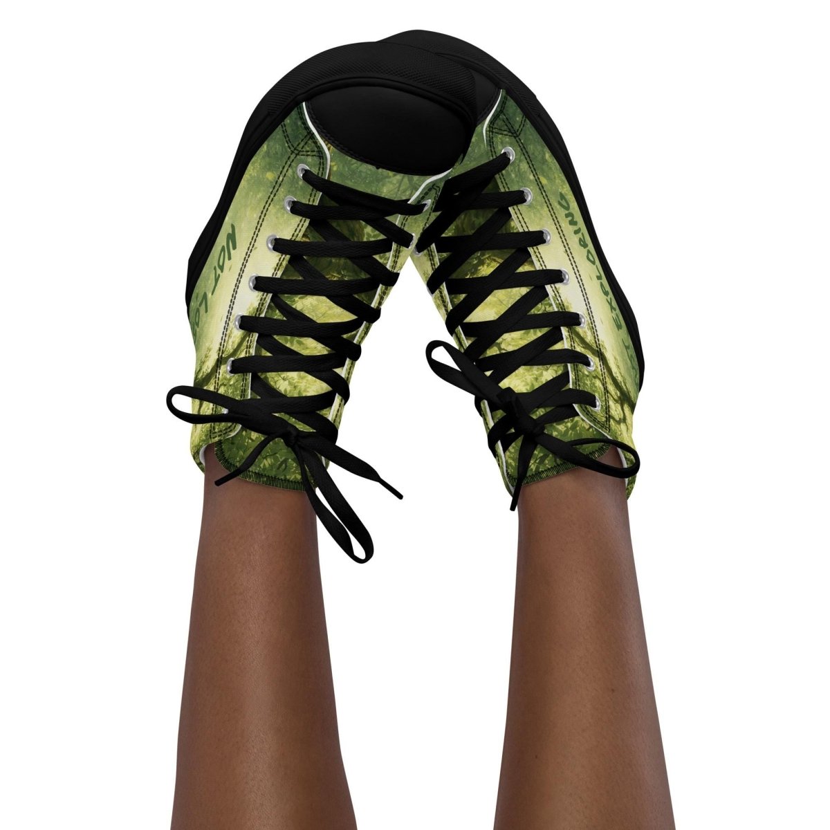 Not Lost, Just Exploring High Top Canvas Shoes | Forest Fantasy Sneakers | Woodland Adventure Streetwear - Resplendent Aurora