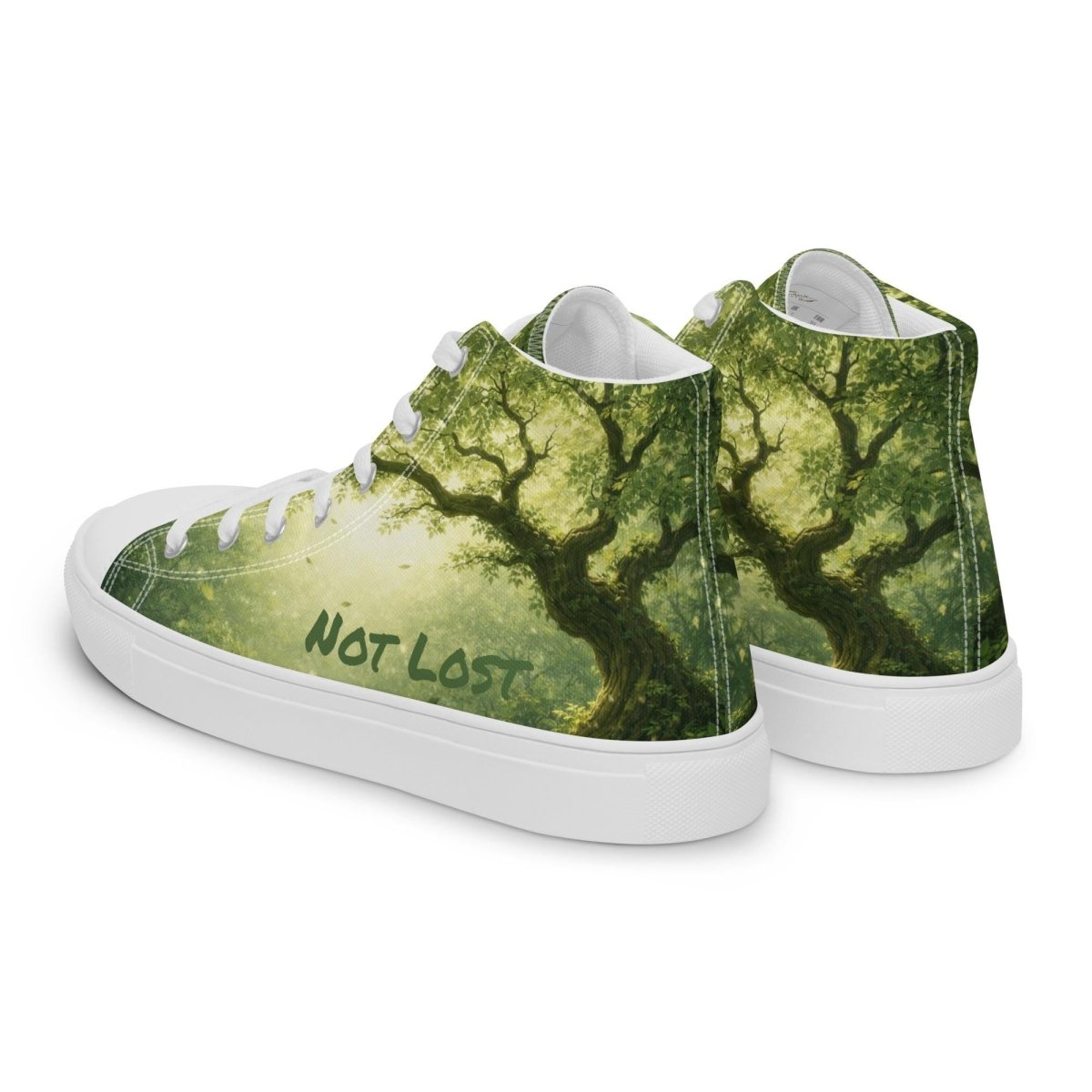 Not Lost, Just Exploring High Top Canvas Shoes | Forest Fantasy Sneakers | Woodland Adventure Streetwear - Resplendent Aurora