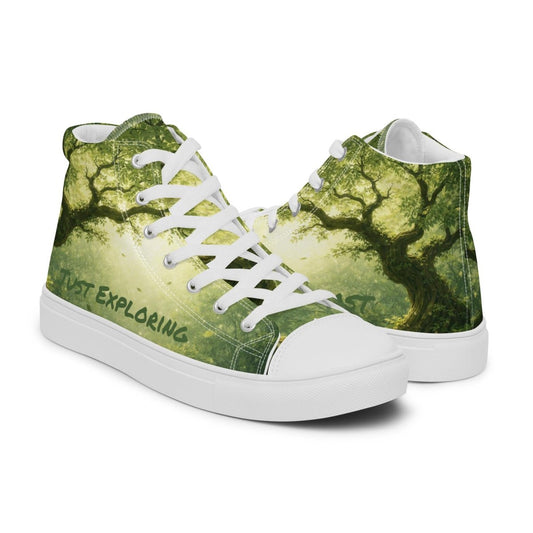 Not Lost, Just Exploring High Top Canvas Shoes | Forest Fantasy Sneakers | Woodland Adventure Streetwear - Resplendent Aurora