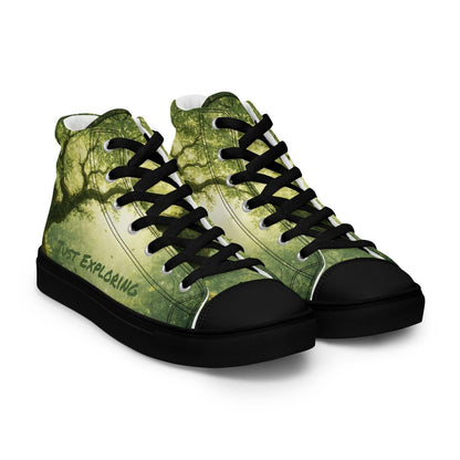Not Lost, Just Exploring High Top Canvas Shoes | Forest Fantasy Sneakers | Woodland Adventure Streetwear - Resplendent Aurora