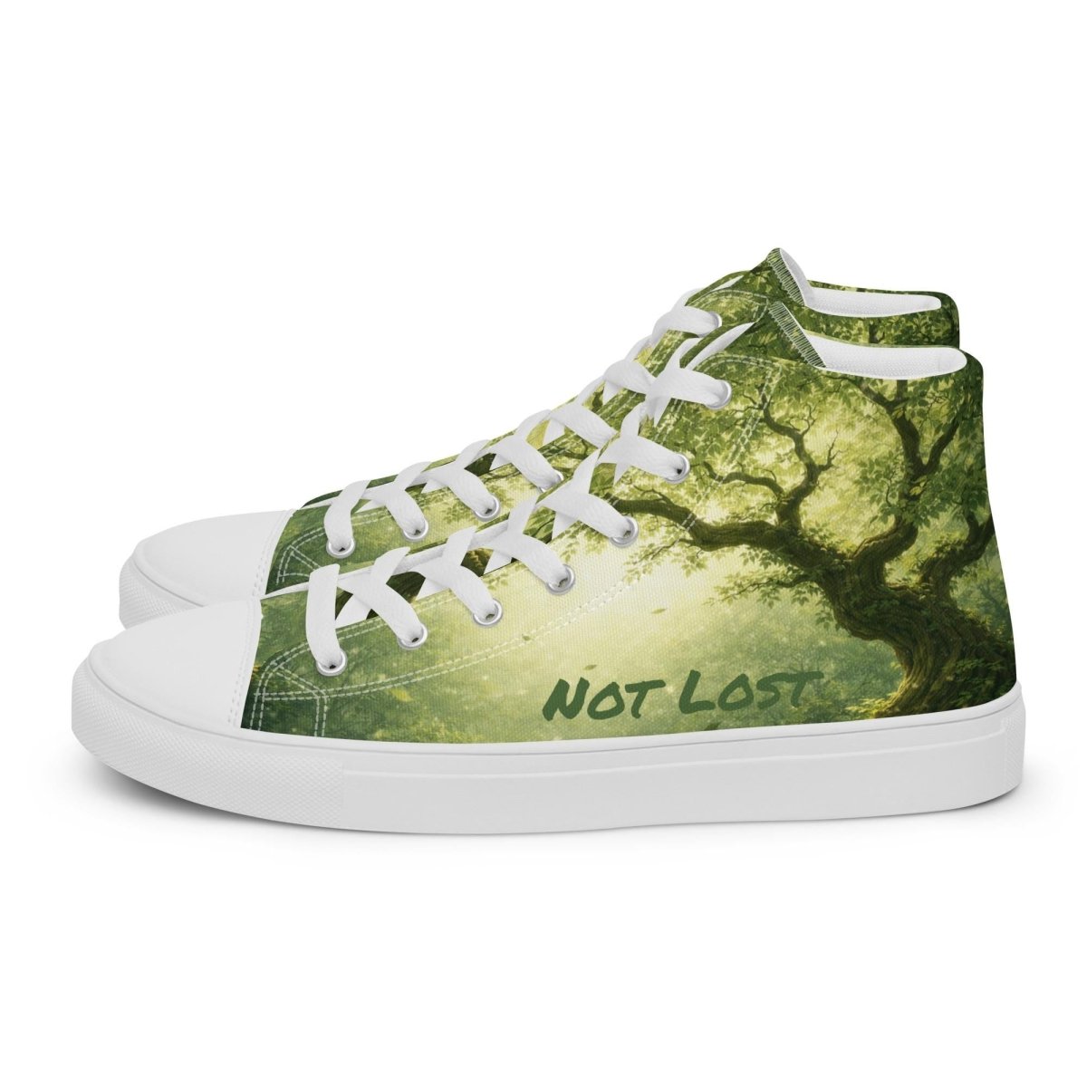 Not Lost, Just Exploring High Top Canvas Shoes | Forest Fantasy Sneakers | Woodland Adventure Streetwear - Resplendent Aurora