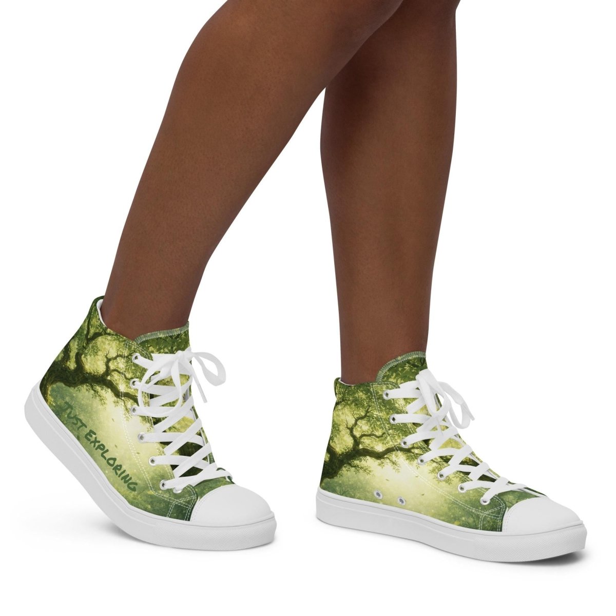 Not Lost, Just Exploring High Top Canvas Shoes | Forest Fantasy Sneakers | Woodland Adventure Streetwear - Resplendent Aurora