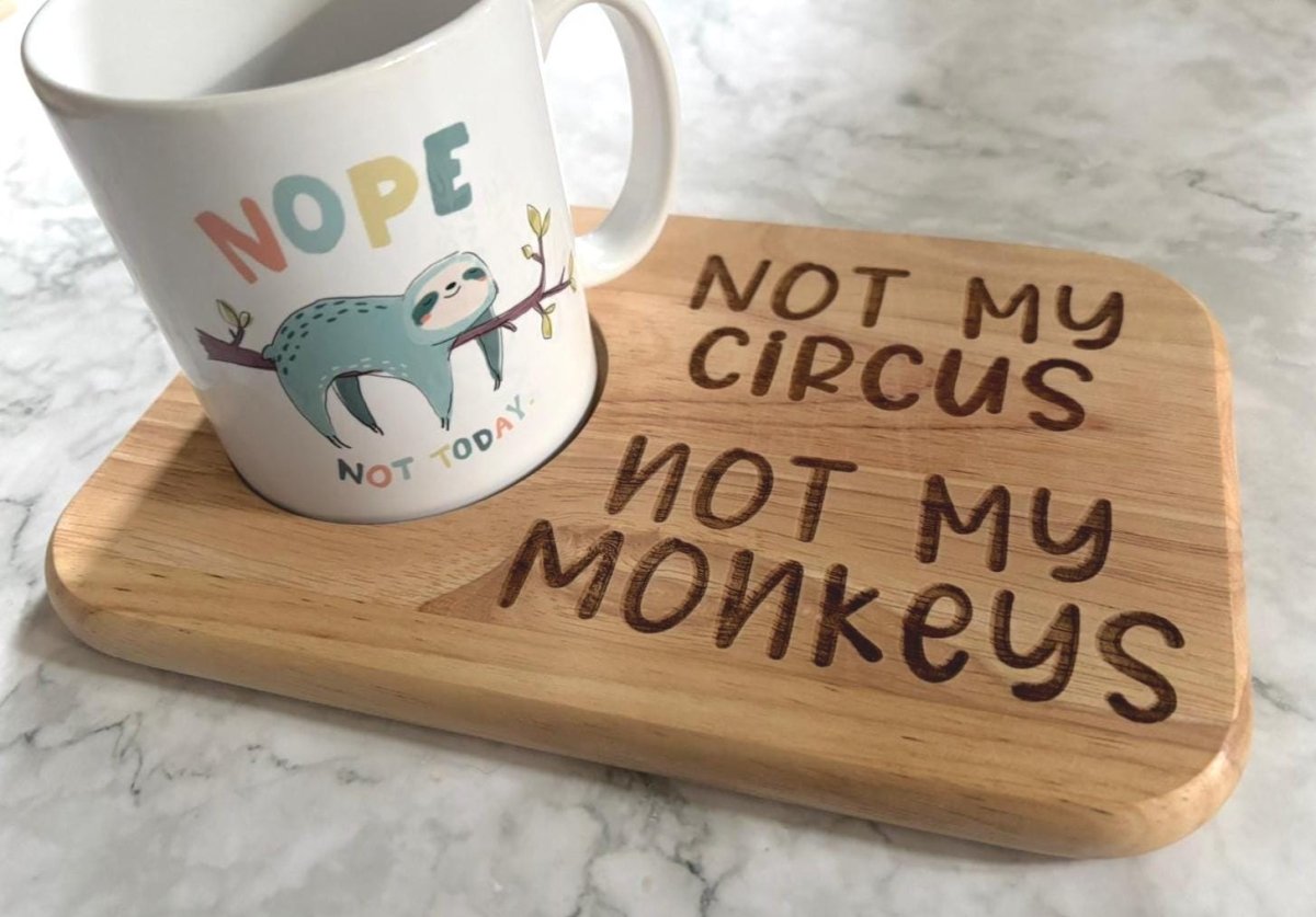 Not My Circus, Not My Monkeys Mug and Biscuit Stand - Resplendent Aurora
