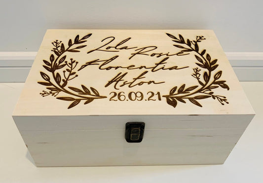Personalised Keepsake Box with Laurel Leaves - Resplendent Aurora