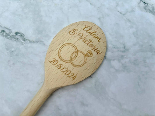 Personalised Mr & Mrs Wooden Spoon Wedding Gift - Resplendent Aurora