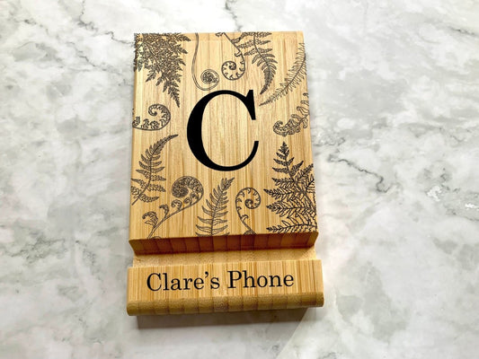 Personalised Phone or Tablet Holder with Ferns - Resplendent Aurora